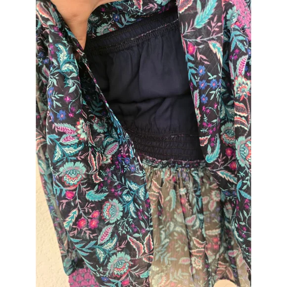 City Chic Analise Floral Smocked Top Size 14 - Picture 8 of 9